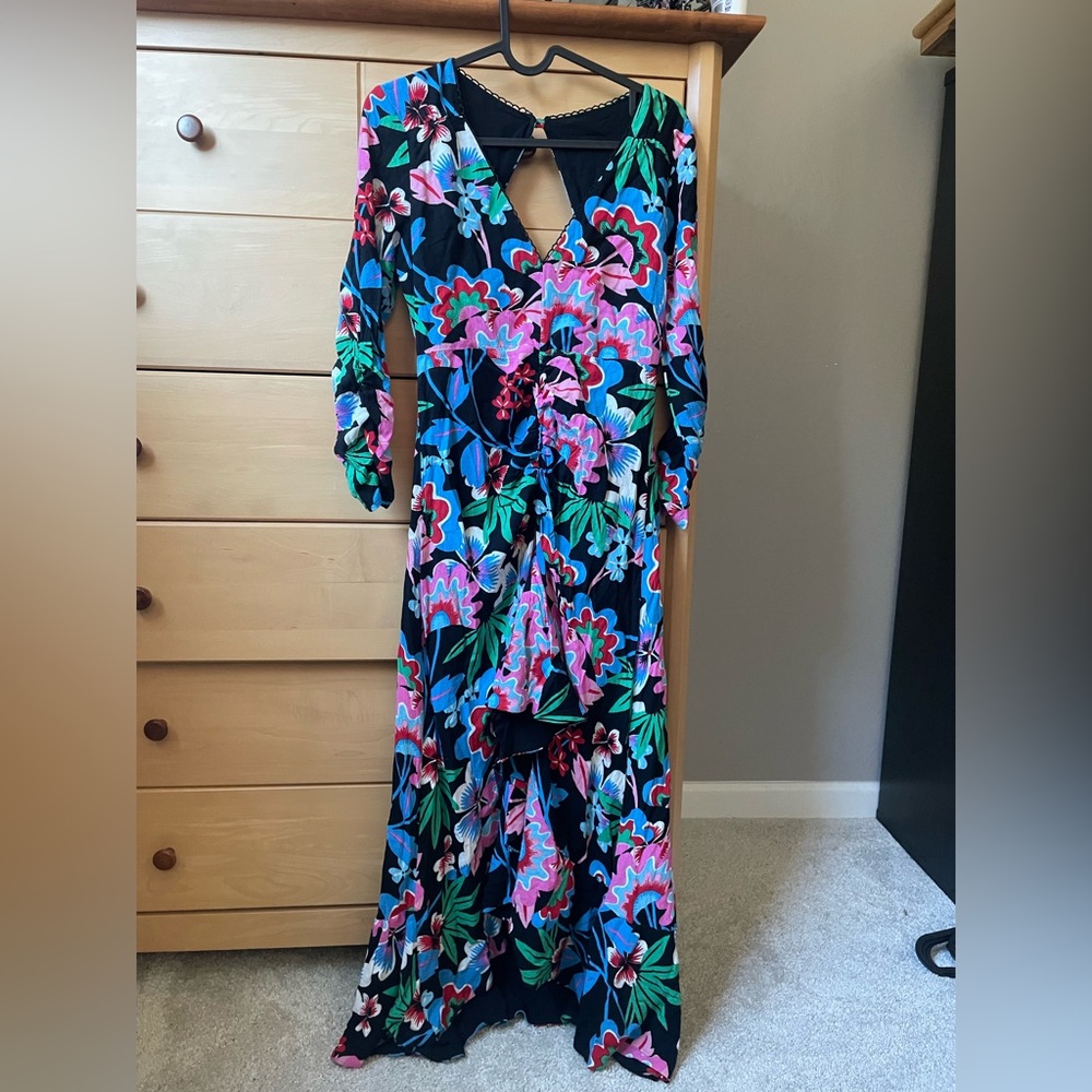 Anthropology floral V-Neck salsa style dress